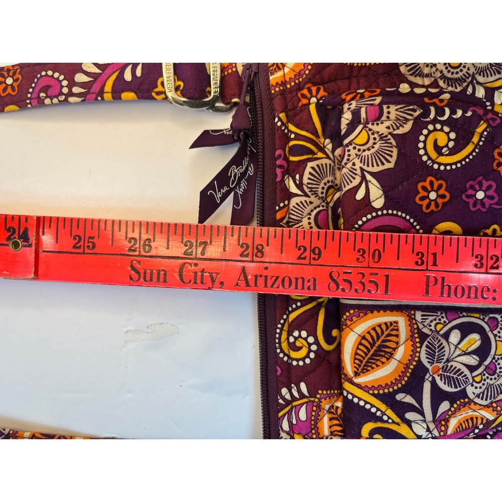 Vera Bradley Plum Crazy Paisley Quilted Cotton Crossbody Bag Purple Orange - Picture 8 of 8